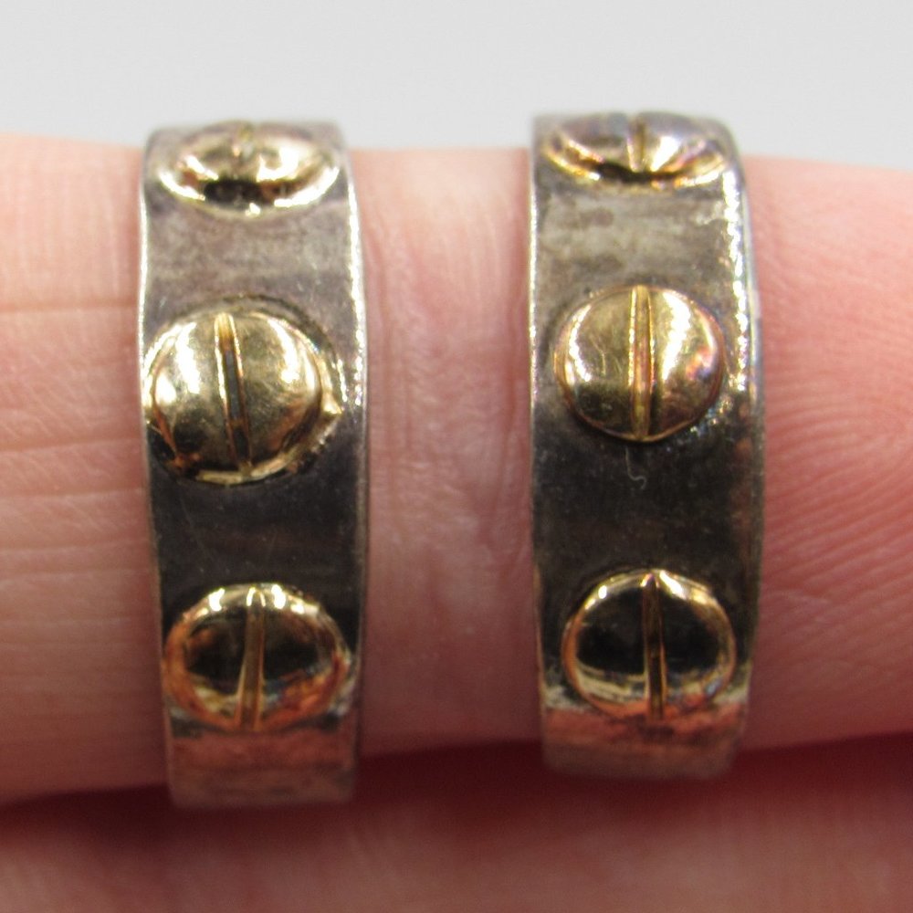 Sterling Silver Rustic Odd Dangle Earrings Vintage - image 1